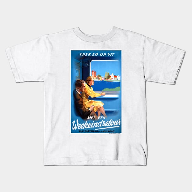 Vintage Travel Poster the Netherlands Weekeindretour Kids T-Shirt by vintagetreasure